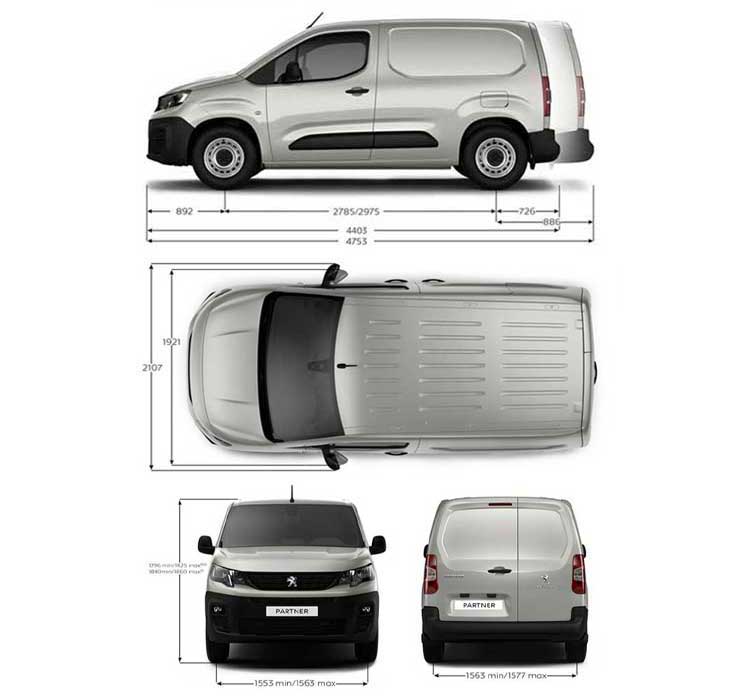 PEUGEOT Partner and e-Partner exterior dimensions