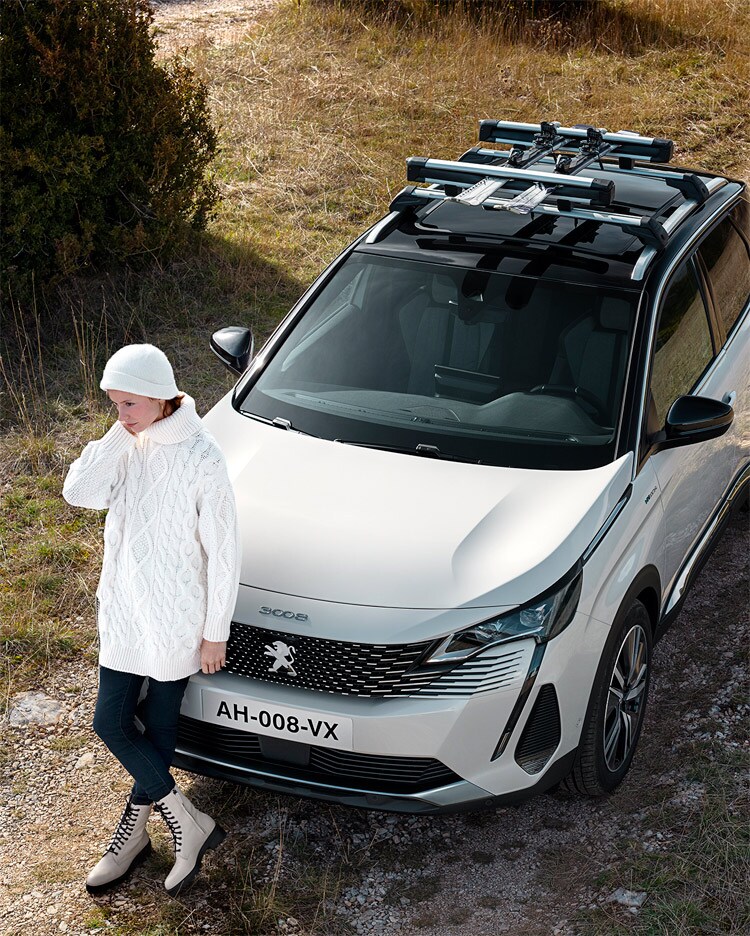 PEUGEOT 3008 SUV top view with ski rack
